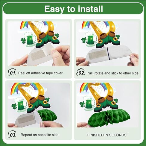 12 Pcs St Patricks Day Decorations Honeycomb Centerpiece, St Patricks Day Table Decorations, St Patricks Day Decorations For Table Tree Shamrock Saint Patricks Day Decorations Honeycomb Centerpieces in Saudi Arabia