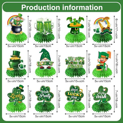 12 Pcs St Patricks Day Decorations Honeycomb Centerpiece, St Patricks Day Table Decorations, St Patricks Day Decorations For Table Tree Shamrock Saint Patricks Day Decorations Honeycomb Centerpieces in Saudi Arabia