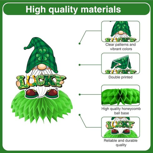 12 Pcs St Patricks Day Decorations Honeycomb Centerpiece, St Patricks Day Table Decorations, St Patricks Day Decorations For Table Tree Shamrock Saint Patricks Day Decorations Honeycomb Centerpieces in Saudi Arabia