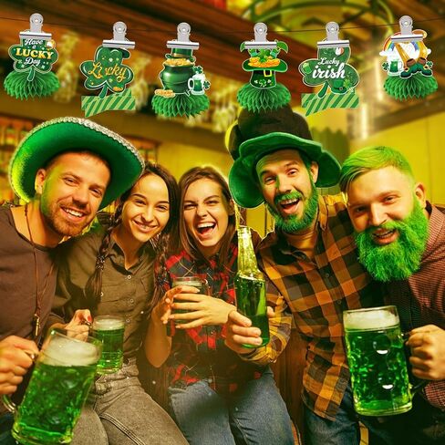 12 Pcs St Patricks Day Decorations Honeycomb Centerpiece, St Patricks Day Table Decorations, St Patricks Day Decorations For Table Tree Shamrock Saint Patricks Day Decorations Honeycomb Centerpieces in Saudi Arabia