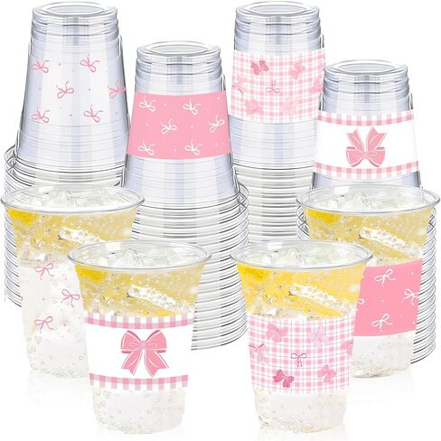 50Pcs Valentine's Day Party Decoration Cups, 12oz Pink Red Valentine's Day Heart Disposable Clear Plastic Cup for Valentines Day Birthday Wedding Drinkware Beverage Drinks Party Decor Supplies in Saudi Arabia