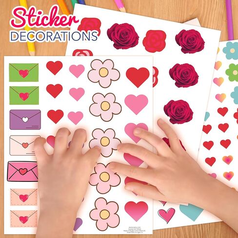 4E's Novelty 104 Pcs Giant Valentine Color Tablecloth Poster 30x72, with 103 Stickers, Huge DIY Valentines Day Coloring Table Coth Valentines Kids Party Games Activities Crafts for Kids Classroom in Saudi Arabia