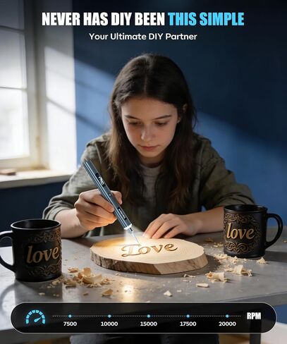 Vanlgs Engraving Pen for Metal Wood Glass Plastic, Engraving Tool with LED Light, 31 Bits, Cordless, 5 Speeds, Rechargeable, Engraver Kit Craft Valentines Day Gifts for for Teens Adults Beginner in Kuwait