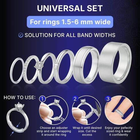 TECEUM Ring Size Adjuster for Loose Rings – All-in-One Kit For Most Ring Widths – Fits 1.5-6mm Band Width – Set of 12 Spiral Guards – Invisible Spacers from Thin to Wide Bands in Kuwait