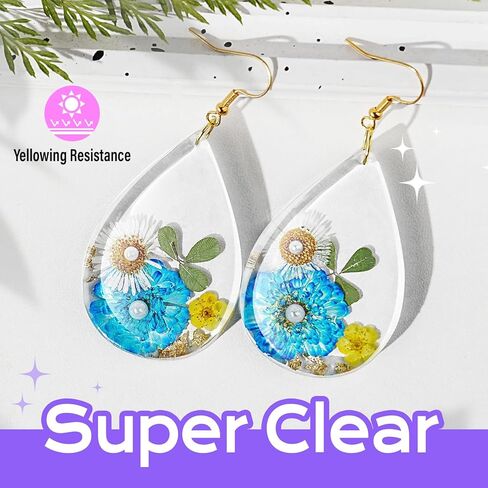 300g UV Resin kit Super Clear, Hard, Low Odor, Premixed UV Epoxy Resin Glue Fast Curing for Beginners Jewelry Making, DIY Crafts, Coating and Resina Art in Kuwait