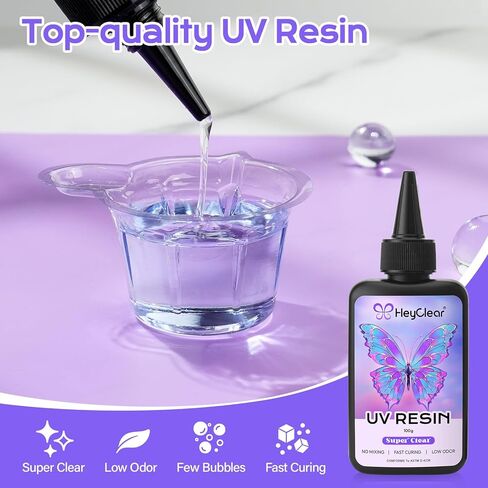 300g UV Resin kit Super Clear, Hard, Low Odor, Premixed UV Epoxy Resin Glue Fast Curing for Beginners Jewelry Making, DIY Crafts, Coating and Resina Art in Kuwait