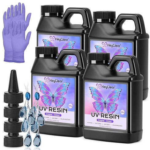 300g UV Resin kit Super Clear, Hard, Low Odor, Premixed UV Epoxy Resin Glue Fast Curing for Beginners Jewelry Making, DIY Crafts, Coating and Resina Art in Kuwait