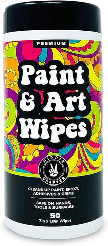 Paint and Art Wipes, Heavy-Duty Cleaner for Paint, Epoxy, Glue, Latex & Acrylic Stains, 1 Pack (50 Wipes), Safe for Hands, Brushes, Plastic, Metal, Wood & Floors in Saudi Arabia