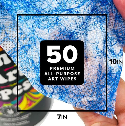 Paint and Art Wipes, Heavy-Duty Cleaner for Paint, Epoxy, Glue, Latex & Acrylic Stains, 1 Pack (50 Wipes), Safe for Hands, Brushes, Plastic, Metal, Wood & Floors in Saudi Arabia