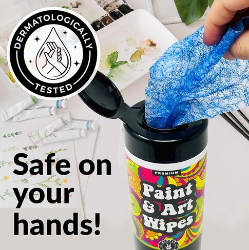 Paint and Art Wipes, Heavy-Duty Cleaner for Paint, Epoxy, Glue, Latex & Acrylic Stains, 1 Pack (50 Wipes), Safe for Hands, Brushes, Plastic, Metal, Wood & Floors in Saudi Arabia