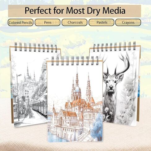 كتاب رسم صغير من كريهاتوس مقاس 5.5 بوصة × 8.5 بوصة، لوحة رسم حلزونية علوية، 100 ورقة لكل ورق رسم 68 رطل/100 جرام في المتر المربع، عبوتان in Kuwait
