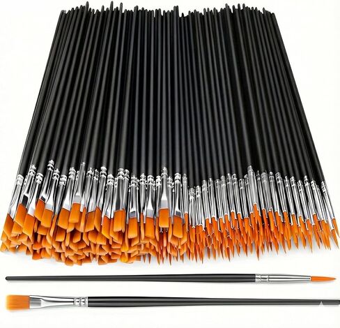 30Pcs Nylon Paint Brushes Set, Professional Artist Brushes for Acrylic Oil Watercolor, Flat and Round Tip for Canvas Rock and Face Painting in Saudi Arabia