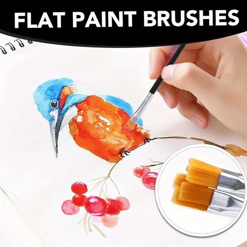 30Pcs Nylon Paint Brushes Set, Professional Artist Brushes for Acrylic Oil Watercolor, Flat and Round Tip for Canvas Rock and Face Painting in Saudi Arabia