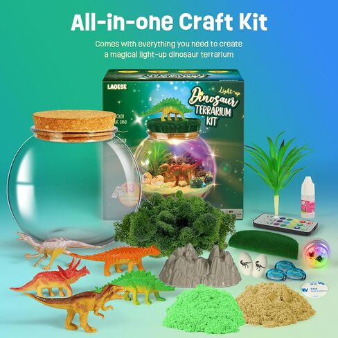 Dinosaur Toys for Kids - Dinosaurs Terrarium Kit for Kids - Birthday Easter Gifts for Boy Ages 4 5 6 7 8-12 Year Old - DIY Dino Toys for Boys - Arts and Crafts Kit for Kid in Saudi Arabia