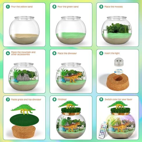 Dinosaur Toys for Kids - Dinosaurs Terrarium Kit for Kids - Birthday Easter Gifts for Boy Ages 4 5 6 7 8-12 Year Old - DIY Dino Toys for Boys - Arts and Crafts Kit for Kid in Saudi Arabia