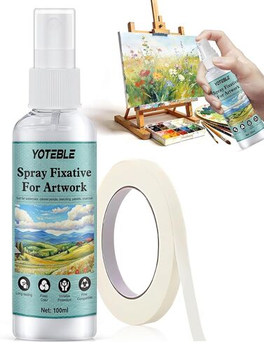 رذاذ مثبت لرسومات قلم الرصاص، رذاذ مثبت عملي للفن، حماية غير مرئية تدوم طويلاً، لا يبهت، مناسب لأقلام الرصاص الملونة بالألوان المائية للرسامين المحترفين، 100 مل in Kuwait