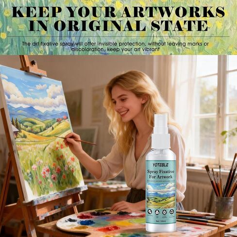 رذاذ مثبت لرسومات قلم الرصاص، رذاذ مثبت عملي للفن، حماية غير مرئية تدوم طويلاً، لا يبهت، مناسب لأقلام الرصاص الملونة بالألوان المائية للرسامين المحترفين، 100 مل in Kuwait