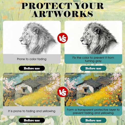 رذاذ مثبت لرسومات قلم الرصاص، رذاذ مثبت عملي للفن، حماية غير مرئية تدوم طويلاً، لا يبهت، مناسب لأقلام الرصاص الملونة بالألوان المائية للرسامين المحترفين، 100 مل in Kuwait