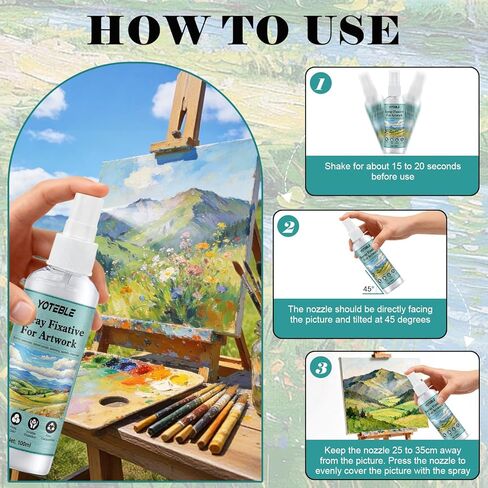رذاذ مثبت لرسومات قلم الرصاص، رذاذ مثبت عملي للفن، حماية غير مرئية تدوم طويلاً، لا يبهت، مناسب لأقلام الرصاص الملونة بالألوان المائية للرسامين المحترفين، 100 مل in Kuwait