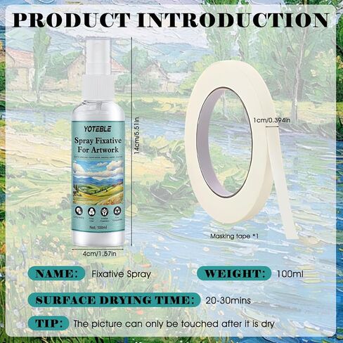 رذاذ مثبت لرسومات قلم الرصاص، رذاذ مثبت عملي للفن، حماية غير مرئية تدوم طويلاً، لا يبهت، مناسب لأقلام الرصاص الملونة بالألوان المائية للرسامين المحترفين، 100 مل in Kuwait