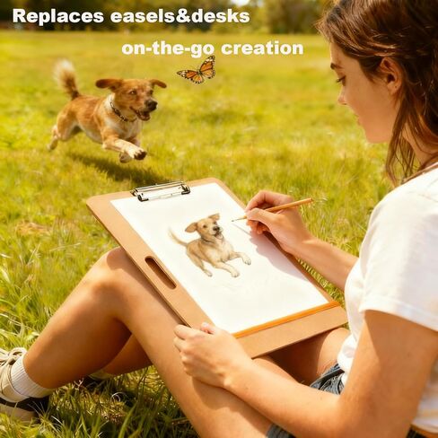 لوحة رسم HXILAJM مقاس 13 × 17 بوصة بمقبض - لوحة رسم فنان محمولة مع مشبك قابل للتعديل وأشرطة مطاطية، لوازم فنية للبالغين والطلاب والاستوديو والفصول الدراسية والاستخدام الميداني in Kuwait