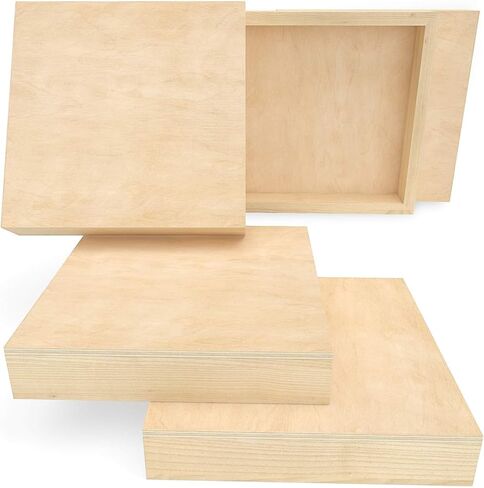 Arteza Wooden Canvas Board, 8x8 Inch, Pack of 5, Birch Wood, Cradled Artist Wood Panels for Painting, Encaustic Art, Wood Burning, Pouring, Use with Oils, Acrylics in Saudi Arabia