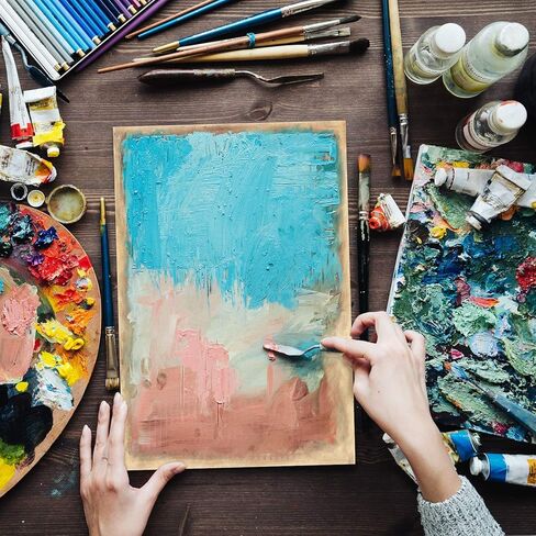 Arteza Wooden Canvas Board, 8x8 Inch, Pack of 5, Birch Wood, Cradled Artist Wood Panels for Painting, Encaustic Art, Wood Burning, Pouring, Use with Oils, Acrylics in Saudi Arabia