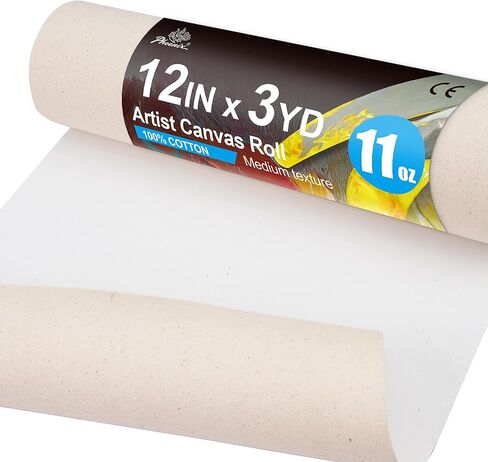 PHOENIX 72" Wide x 6 Yards (18 Feet) Long Canvas Roll, 100% Cotton 11 Oz. Gesso Primed, Unstretched Professional Roll of Canvas for Oil & Acrylic Painting in Saudi Arabia