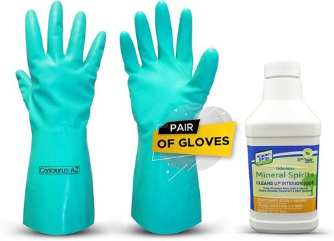 أرواح معدنية خضراء عديمة الرائحة من كلين ستريب - منظف فرشاة الطلاء الأكريليك - معدات فنية نظيفة - طلاء زيتي رقيق - متوفر مع قفازات Centaurus AZ عالية الجودة - 1 لتر in Kuwait