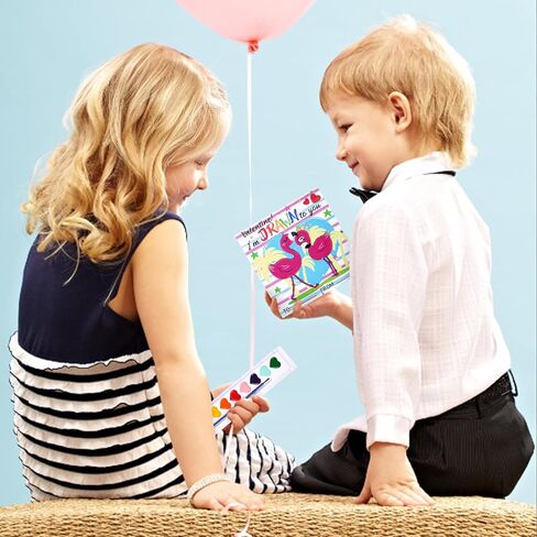 24 Pack Valentines Day Gifts for School Class Gift Exchanges Kids Watercolor Paint Set with 4 x 4Inch Canvases Water Color Kids Paint Set for Toddlers Preschool Classroom Valentines Gift Party Favor in Saudi Arabia