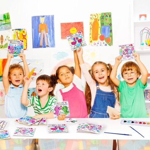24 Pack Valentines Day Gifts for School Class Gift Exchanges Kids Watercolor Paint Set with 4 x 4Inch Canvases Water Color Kids Paint Set for Toddlers Preschool Classroom Valentines Gift Party Favor in Saudi Arabia