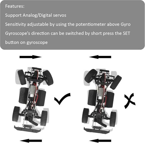 Hobby Fans 3 Axis Gyro Module RC Car Gyro Stabilizer with Aluminum Case Automatic Stability Control Gyro Sensitivity Adjustable for RC Crawlers Cars and Boats in Saudi Arabia