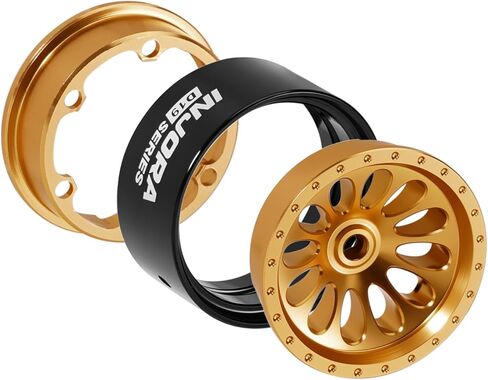 INJORA D19 Ripple 0.7" Aluminum Beadlock Wheel for 1/30 Axial SCX30, Gold(W7005) in Saudi Arabia