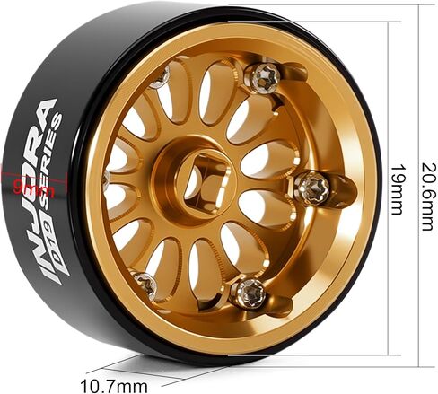 INJORA D19 Ripple 0.7" Aluminum Beadlock Wheel for 1/30 Axial SCX30, Gold(W7005) in Saudi Arabia