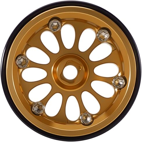 INJORA D19 Ripple 0.7" Aluminum Beadlock Wheel for 1/30 Axial SCX30, Gold(W7005) in Saudi Arabia