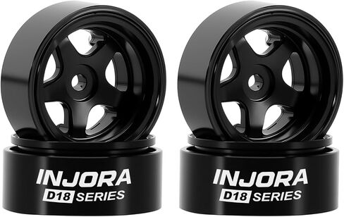 INJORA 0.7" D18 Aluminum 5-Spoke Beadlock Wheels for 1/30 Axial SCX30, W7002(Black) in Saudi Arabia