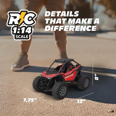 Polaris RZR جهاز التحكم عن بعد UTV - سيارة RC بمقياس 1:14 ثنائية الدفع، مرخصة رسميًا، Polaris RZR، تحكم راديو كامل الوظائف 2.4 جيجا هرتز، قابل لإعادة الشحن عبر USB، جاهز للتشغيل، أحمر in Kuwait