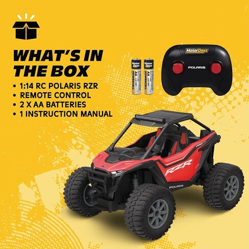Polaris RZR جهاز التحكم عن بعد UTV - سيارة RC بمقياس 1:14 ثنائية الدفع، مرخصة رسميًا، Polaris RZR، تحكم راديو كامل الوظائف 2.4 جيجا هرتز، قابل لإعادة الشحن عبر USB، جاهز للتشغيل، أحمر in Kuwait