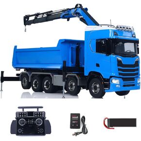 10x10 Metal Chassis 770S 1/14 RC Hydraulic Dump Truck Crane Full Tipper Machine 3-Speed Gearbox 9-Way Reversing Valve Light Sound System Hobby Grade Model for Ages 14+ in Saudi Arabia