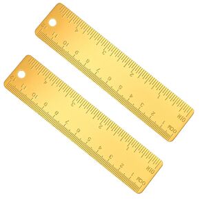 cobee 2 قطعة 12.5 سم مسطرة نحاسية مستقيمة، مسطرة إشارة مرجعية لآلة معدنية، مساطر معدنية مستقيمة للنجارين، طلاب المجاري، تصميم حديث، هيكل من النحاس الصلب in Kuwait