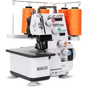 ماكينة سيرجر أوفرلوك مطورة بقدرة 3/4 خيط، ماكينة خياطة بإطار معدني 1250 غرزة/الدقيقة، 12 نمط غرزة، دليل إعادة الخيط، جهاز تحكم بالقدم للمنزل، ضوء LED، أبيض in Kuwait