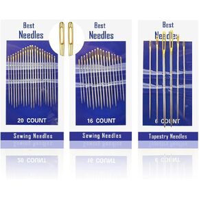51 حزمة من إبر الخياطة اليدوية، 13 حجم كبير من إبر تطريز العين للخياطة، إصلاح جلد الدنيم، إبر غزل نسيج حادة لحرف نسج الكروشيه in Kuwait