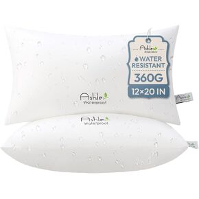 Ashler Home Deco إدراج وسادة في الهواء الطلق 20 × 20 حزمة من 2، وسائد مقاومة للماء مزخرفة للأريكة، وسادة مضادة للحساسية مربعة الشكل وسادة قطنية لأريكة الفراش، أبيض in Kuwait