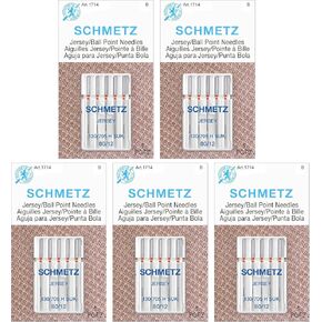SCHMETZ Jersey Ball Point Sewing Machine Needles – Stretch Knit & Universal Supplies, Size 80/12, 5-Needle Cards, Pack of 1 in Saudi Arabia