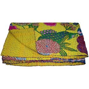 Cotton Quilt King Size Vintage Handmade Quilts Fruit Printed Indian Blankets for Bed Throw Pillows for Couch Jaipuri Cotton bedspreads in Saudi Arabia