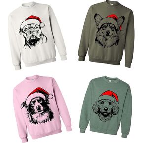 Custom Dog Christmas Sweatshirt with Name Personalized Pet Santa Hat Sweatshirt for Dog Mom Pet Lovers Heather Dark Green in Saudi Arabia