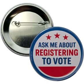 Election buttons: Ask Me About Registering to Vote pinback buttons - large, 2.25 inch - pack of 10 pins in Saudi Arabia
