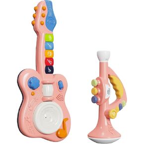 ألعاب الآلات الموسيقية للأطفال الصغار من مونتيسوري مع البوق والجيتار للأطفال الصغار، وأعياد الميلاد، مجموعة ألعاب موسيقية لتعلم ما قبل المدرسة للأطفال الأولاد والبنات من عمر 2 3 4 5 أزرق in Kuwait