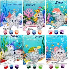 AUEKIV 30Sets Valentines Day Cards with Ocean Animal Suncatcher Kit Sea Animals Suncatchers DIY Window Art Paint Craft Kits Under The Sea Sun Catchers for Valentine's Day Party Gift Exchange in Kuwait
