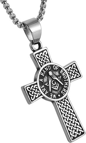 AsAlways Stainless Steel Knights Cross Templar Eternal Celtic Irish Knot Pendant Necklace, 22+2 Inch Chain in Kuwait